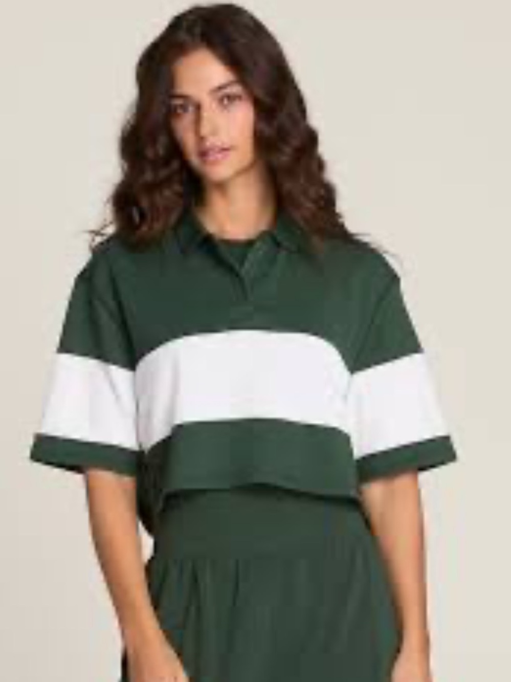 Wilson Green & White Cropped Rugby Polo